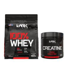 Kit 100% Whey Protein 900g + Creatina Pura 300g Dark Lab, Chocolate