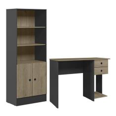 Conjunto Home Office com Armário 2 Portas e Mesa Escrivaninha - Qmovi