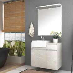 Gabinete Para Banheiro Cora 80cm Com Espelheira E Cuba Móveis Bosi