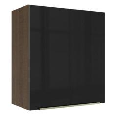 Armário Aéreo Madesa Lux 60 cm 1 Porta - Rustic/Preto, Rustic/Preto