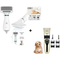 Máquina De Tosar Cães Gato Pelo Grande Pequeno+2 Em 1 Secador Pet Banh