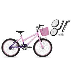 Bicicleta Com Rodinha e Cesta Feminina Infantil Aro 20 KOG-Feminino