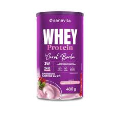 Sanavita - Whey Protein Carol Borba - Proteína de Alto Valor Biológico com BCAAs - Mousse de Frutas Vermelhas com Hibiscus - 400g