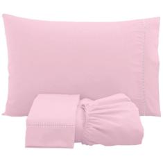 Jogo De Lençol Solteiro Percal 200 Fios 3 Peças - Rosa