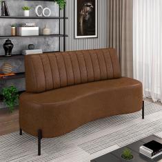Sofá Living Decorativo 2 Lugares 1,35m Katara Pés De Ferro Pu Manchado Marrom G33 - Gran Belo