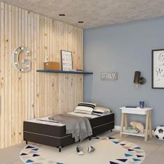 Cama Box Solteiro Conjugada Roma D28 Ortopédico Preta