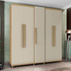 Guarda-roupa Casal 5 Portas 3 Gavetas Munique Cinamomo-off White