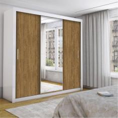 Guarda Roupa Isabela Casal 3 Portas de Correr Com Espelho Luxo Carioca