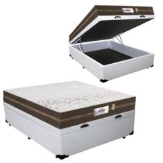 Cama Box Bau Casal + Colchao Flora (138x188x60) - Gazin