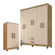 Guarda Roupa Casal Módena Com Armário Multiuso Recife Carvalho America