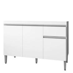 Balcão Pia Tatiane 118cm 3 Portas sem Tampo - AJL Móveis, Branco