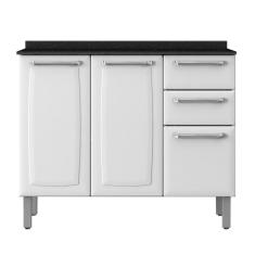 Balcão De Cozinha Em Aço 3 Portas 2 Gavetas Branco Luce Itatiaia Branco