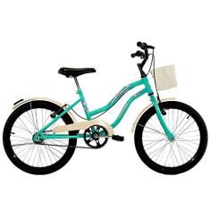 Bicicleta Infantil Feminina Aro 20 Beach Retrô Azul Turquesa com Paralamas e Cesta Branca - Dalannio Bike