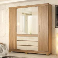 Guarda Roupa Casal 4 Portas Cadis Touch Demóbile Móveis Amendola/Off White