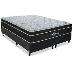 Conjunto Cama Box Colchão Elegant Superpocket Queen  Ortobom Preto/Branco