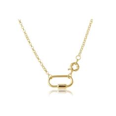 Colar Com Corrente De Elo Largo Com Fecho Bóia Com Mosquetão Folheado Em Ouro 18k