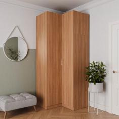 Guarda Roupa de Canto Reto Modular Hera com 3 Prateleiras 2 Gavetas CabeCasa MadeiraMadeira Louro