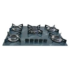Cooktop Premium 5 bocas Tripla chama Marmorizado Cinza Chamalar Bivolt.