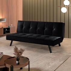 Sofa Cama Atlanta 2 Lugares 177cm Talento Móveis Preto