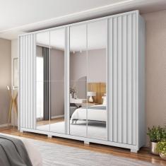 Guarda Roupa Casal Grande 6 Portas 4 Espelhos Branco Moon