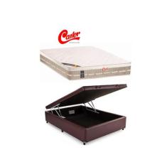 Conjunto Cama Box Baú Casal Viúva Jadmax + Colchão Castor Molas Tecnop