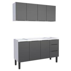 Cozinha Completa Gabinete Para Pia 150cm e Armário Aéreo Jupter Cozima