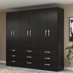 Guarda Roupa Casal 6 Portas 9 Gavetas Bergamo Evidência