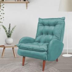 Poltrona Anatômica Pés de Madeira Eloá Cia do Estofado