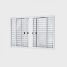 Janela Veneziana de Correr Central 6 Folhas sem Grade Riobras Alumínio 100cmx120cm Branco