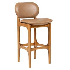 Banqueta Alta Estofada Rafine Madeira Castanho Impermeável Marrom