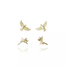 Brinco Duo Com Brincos Religiosos Folheado Em Ouro 18k