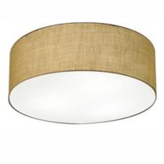 Plafon Cilíndrico Md-3057 Cúpula Em Tecido 55x15cm Palha - Bivolt