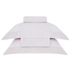 Jogo de Cama King Cetim 300 Fios Buddemeyer Damask Square 100% Algodão Penteado Rosa 4 peças