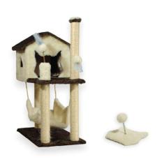 Casa Para Gatos Plataformas Rede Brinquedo Poste Sisal Bolinha Mola Ma