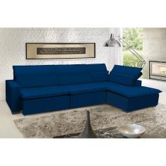 Sofá Istambul 3.80x1.90m Retrátil E Reclinável Com Chaise - Azul