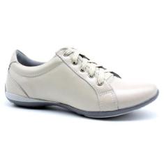 Tênis Casual Feminino Couro Palmilha Gel Básico Dia a Dia-Feminino