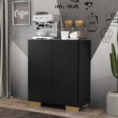 Aparador Cantinho do Café com Pés Quadrados e 2 Portas Multimóveis Preto/Natural