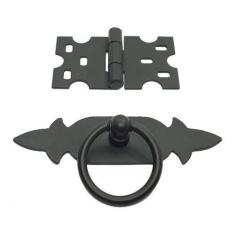 Kit 5 Puxadores Chapa Rústica + 9 Dobradiças Mexicana