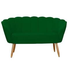 Namoradeira Estofada 2 Lugares Para Sala Comercial Pétala Suede Verde - LM DECOR