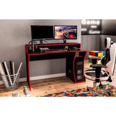 Mesa Gamer Fremont - Preto/borda Vermelha