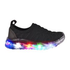 Tênis Luzinha led unissex calce fácil barato Preto infantil