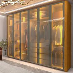 Guarda Roupa Reflecta 6 Portas LED Inovva Naturale - Gelius