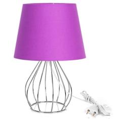 Abajur Cebola Dome Roxo Com Aramado Cromado - MARRYLUZ