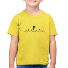 Camiseta Algodão Infantil Microfone Batimentos Cardíacos - Foca na Mod