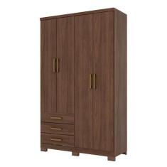 Guarda Roupa Solteiro Caju 4 Portas Castanho - Henn