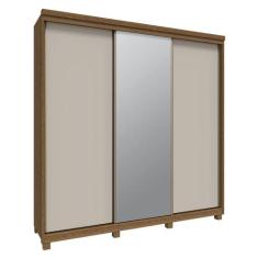 Guarda Roupa Casal 3 Portas de Correr Espelho Rimo New Honduras - Móve