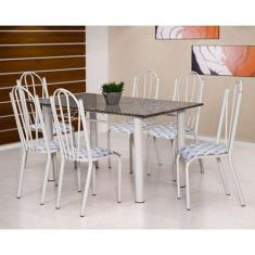 Conjunto de Mesa Luana com 6 Cadeiras Branca Capitonê - Artefamol