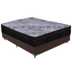 Cama Box Marrom e Colchão Airtech Pampa Molas ensacadas Casal Ortobom