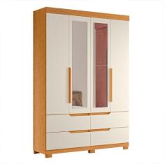 Guarda Roupa Solteiro Doble 4 Portas com Espelho - Móveis Albatroz , C