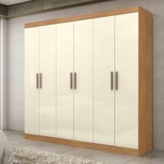 Guarda Roupa Casal 6 Portas Paris Maxel - Maxel Móveis, Cinamomo/Off W